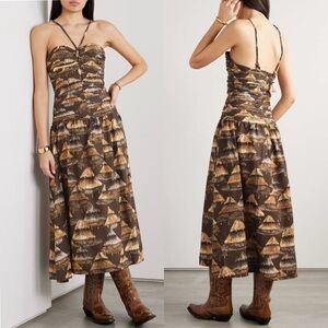 FARM RIO Shuhu Brown Sleeveless Maxi Dress